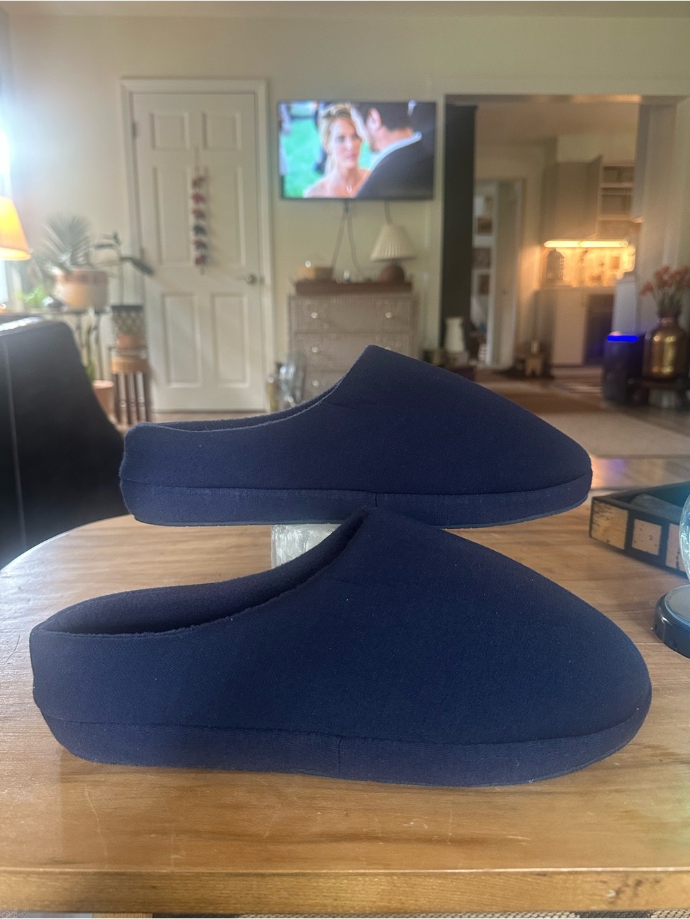 Lands End Navy Slip-On Indoor Slippers Size 11. New